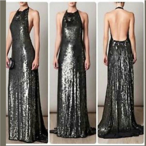 Diane Von Furstenberg DVF Gunmetal  Sequin Crista Gown size 6 NWT - Picture 2 of 2